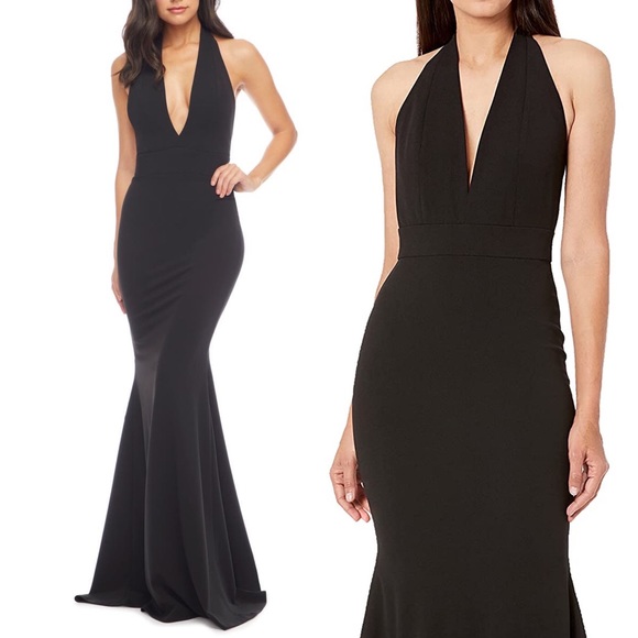 NEW Dress the Population Camden Halter Mermaid Evening Gown Black Size Medium - Picture 2 of 13